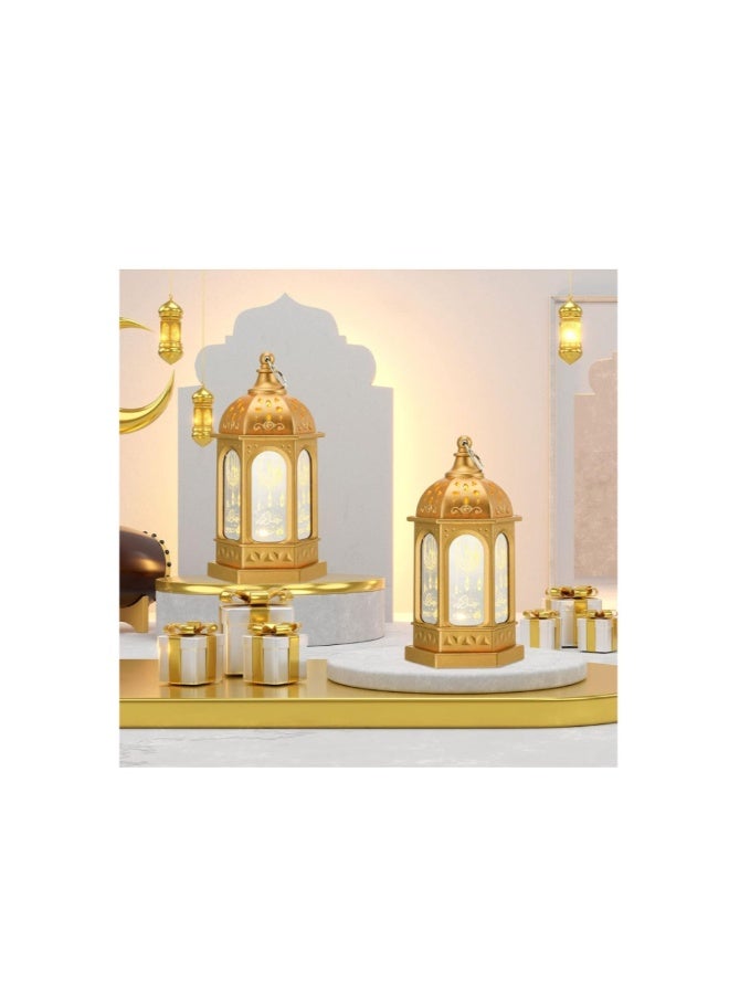 أكاليكس فانوس رمضان بشموع LED، فانوس عيد مبارك، فوانيس رمضان مبارك، فوانيس مزخرفة على شكل هلال ونجمة، أضواء رمضان كريم LED، فانوس معلق مزخرف عتيق لتزيين المنزل والحفلات - Image 2